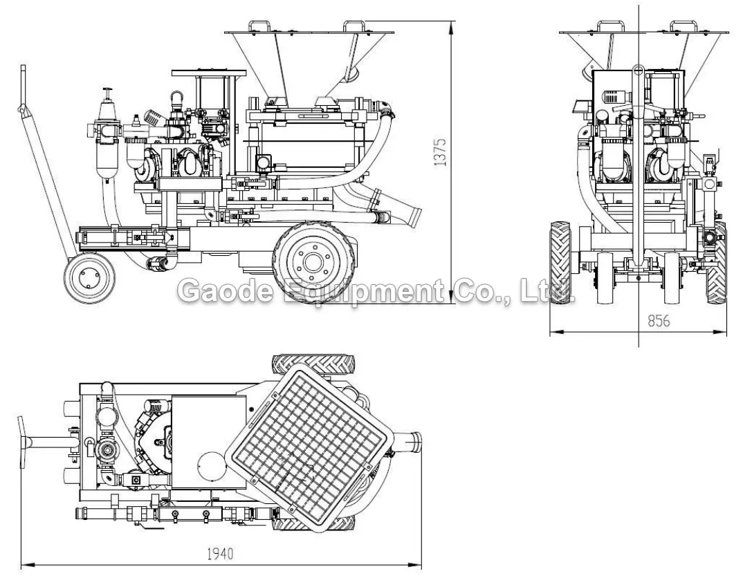Gaodetec GSZ-10S 10m3/h pneumatic concrete spraying machine for concrete repair